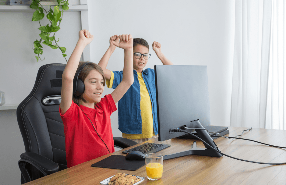 Happy kids coding